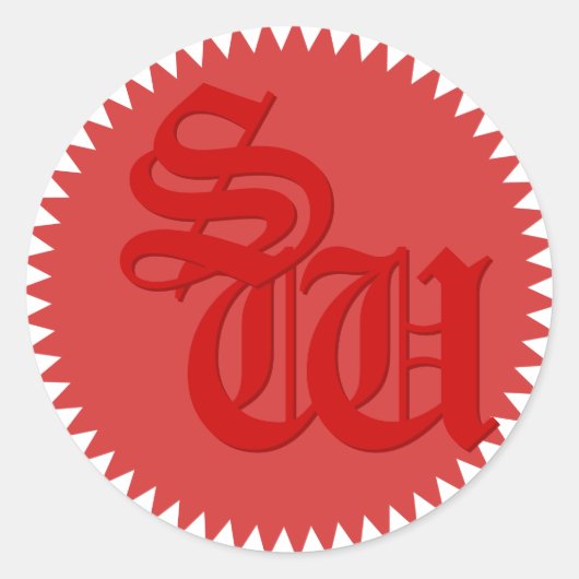 Initialen Red Wax Look Envelop Seal Stickers (Voorkant)