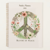  Initialen Retro "Bloom in Peace" Vredesbord Planner (Voorkant)