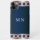 Initialen Roos Gold Navy Blue Minimal Geometric iPhone Hoesje (Achterkant)