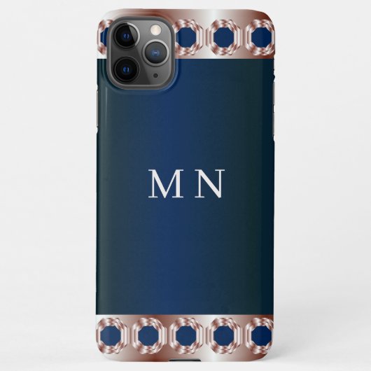 Initialen Roos Gold Navy Blue Minimal Geometric iPhone Hoesje (Achterkant)