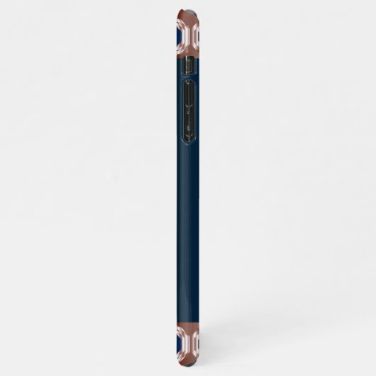 Initialen Roos Gold Navy Blue Minimal Geometric iPhone Hoesje (Linkerkant)