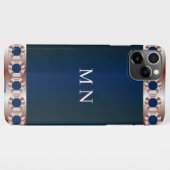 Initialen Roos Gold Navy Blue Minimal Geometric iPhone Hoesje (Achterkant horizontaal)