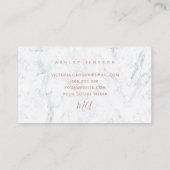 Initialen roos gouden script eenvoudig wit marmer visitekaartje (Achterkant)