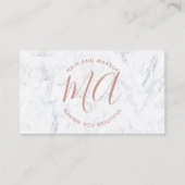 Initialen roos gouden script eenvoudig wit marmer visitekaartje (Voorkant)