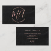 Initialen roos goudschrift, eenvoudig karton visitekaartje (Voorkant / Achterkant)