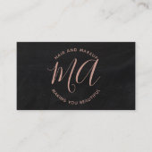 Initialen roos goudschrift, eenvoudig karton visitekaartje (Voorkant)