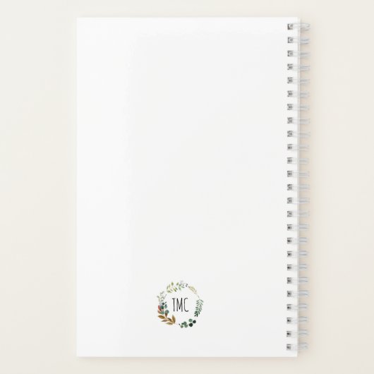 Initialen Rustic Modern Leaves Notitieboek (Achterkant)