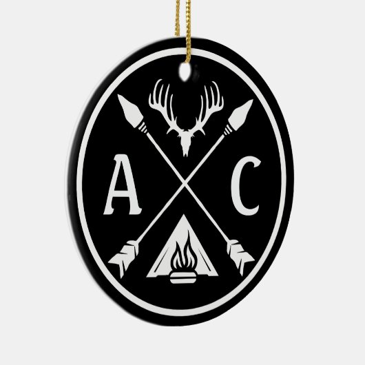 Initialen Rustiek Avontuur Ronde Embleem Keramisch Ornament (Rechts)