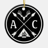 Initialen Rustiek Avontuur Ronde Embleem Keramisch Ornament (Voorkant)