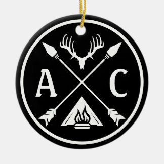Initialen Rustiek Avontuur Ronde Embleem Keramisch Ornament
