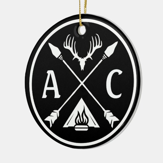 Initialen Rustiek Avontuur Ronde Embleem Keramisch Ornament (Links)