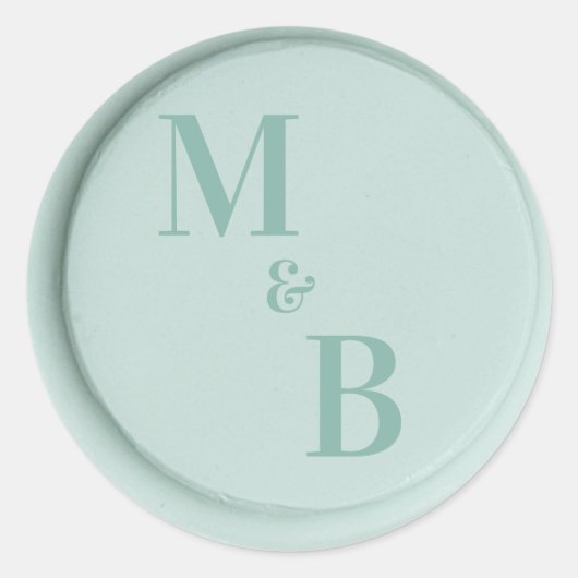 Initialen sage green wax seal stickers bruiloft (Voorkant)
