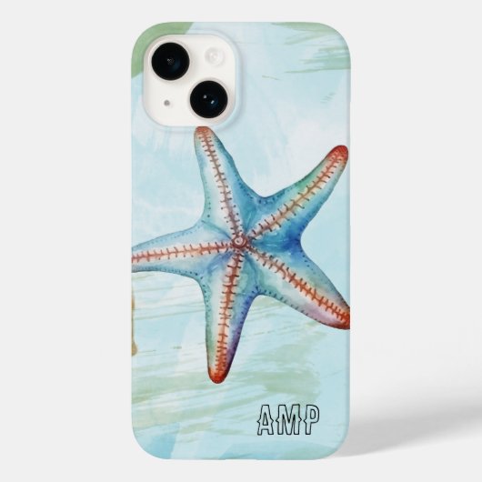 Initialen Schattigee kleurrijke waterverf zeester  Case-Mate iPhone Case (Achterkant)