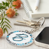  Initialen Sleutelhanger met blauw en zwart (Voorkant Rechts)