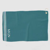 Initialen Trendy solig marineblauw met strepen Golfhanddoek (Horizontaal)