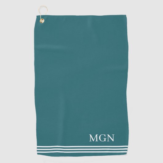 Initialen Trendy solig marineblauw met strepen Golfhanddoek (Voorkant)