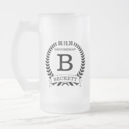 Initialen van bruidsjonker matglas bierpul