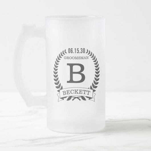 Initialen van bruidsjonker matglas bierpul (Links)