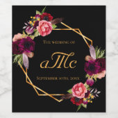 Initialen van bruinkoolmonogram wijn etiket (Enkel label)