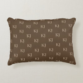 Initialen van Classy Brown en Beige Monogram Patro Accent Kussen
