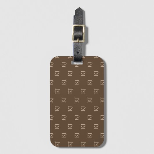 Initialen van Classy Brown en Beige Monogram Patro Bagagelabel (Voorkant (verticaal))