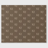 Initialen van Classy Brown en Beige Monogram Patro Cadeaupapier (Vlak)