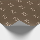 Initialen van Classy Brown en Beige Monogram Patro Cadeaupapier (Hoek)