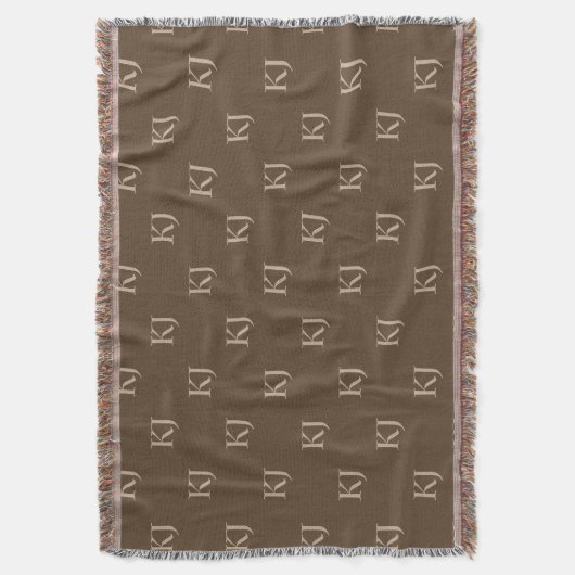 Initialen van Classy Brown en Beige Monogram Patro Deken (Voorkant Verticaal)