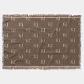 Initialen van Classy Brown en Beige Monogram Patro Deken (Voorkant)