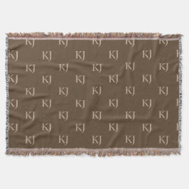 Initialen van Classy Brown en Beige Monogram Patro Deken