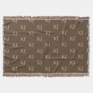Initialen van Classy Brown en Beige Monogram Patro Deken
