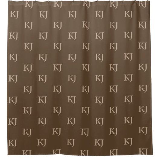 Initialen van Classy Brown en Beige Monogram Patro Douchegordijn (Voorkant)