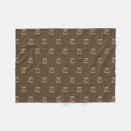 Initialen van Classy Brown en Beige Monogram Patro Fleece Deken (Voorkant (Horizontaal))