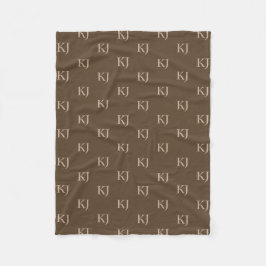 Initialen van Classy Brown en Beige Monogram Patro Fleece Deken