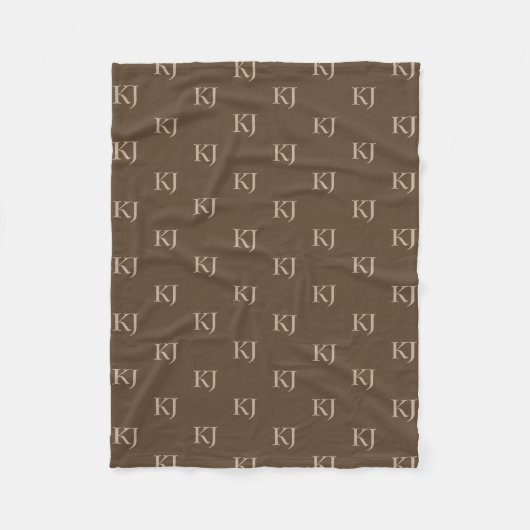 Initialen van Classy Brown en Beige Monogram Patro Fleece Deken (Voorkant)