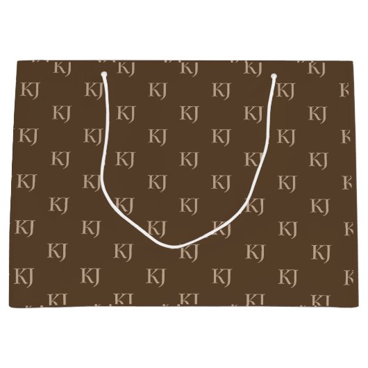 Initialen van Classy Brown en Beige Monogram Patro Groot Cadeauzakje (Voorkant)