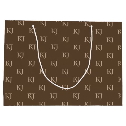 Initialen van Classy Brown en Beige Monogram Patro Groot Cadeauzakje (Achterkant)