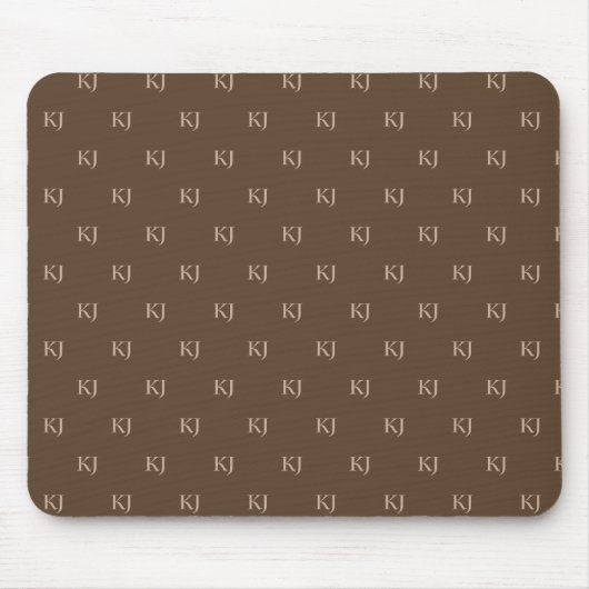 Initialen van Classy Brown en Beige Monogram Patro Muismat (Voorkant)