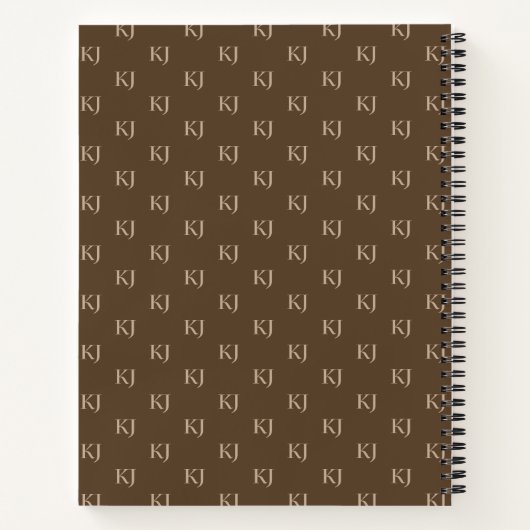 Initialen van Classy Brown en Beige Monogram Patro Notitieboek (Achterkant)