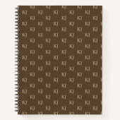 Initialen van Classy Brown en Beige Monogram Patro Notitieboek (Voorkant)