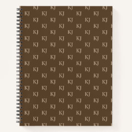 Initialen van Classy Brown en Beige Monogram Patro Notitieboek
