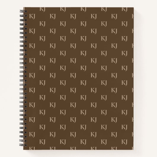 Initialen van Classy Brown en Beige Monogram Patro Notitieboek (Voorkant)