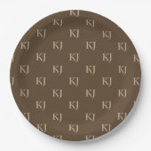 Initialen van Classy Brown en Beige Monogram Patro Papieren Bordje (Voorkant)