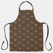 Initialen van Classy Brown en Beige Monogram Patro Schort (Voorkant)