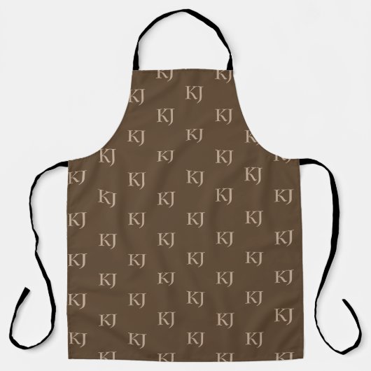 Initialen van Classy Brown en Beige Monogram Patro Schort (Voorkant)
