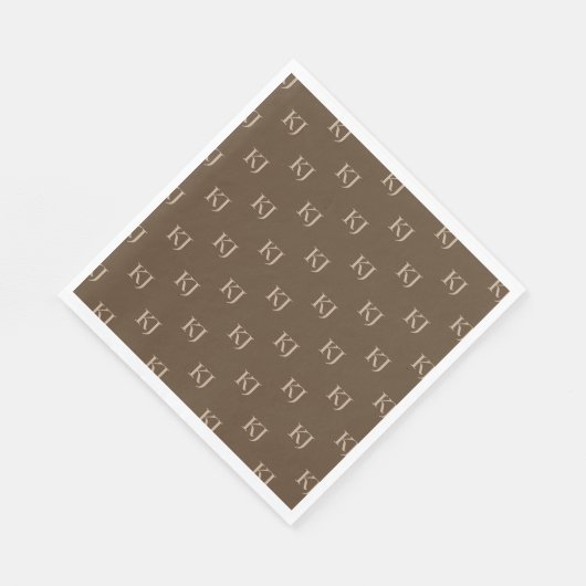 Initialen van Classy Brown en Beige Monogram Patro Servet (Hoek)