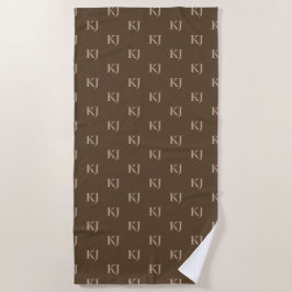 Initialen van Classy Brown en Beige Monogram Patro Strandlaken