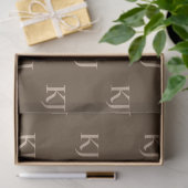 Initialen van Classy Brown en Beige Monogram Patro Tissuepapier (Geschenk)
