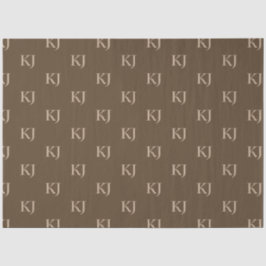 Initialen van Classy Brown en Beige Monogram Patro Tissuepapier