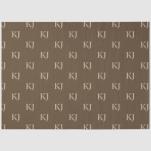 Initialen van Classy Brown en Beige Monogram Patro Tissuepapier